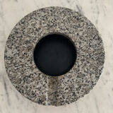 Vintage round marble ashtray speckled grey -black