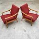 Pair of Czechoslovak armchairs 1960 red pink 1960