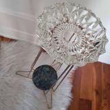 Cendrier en cristal sur pied tripode en laiton