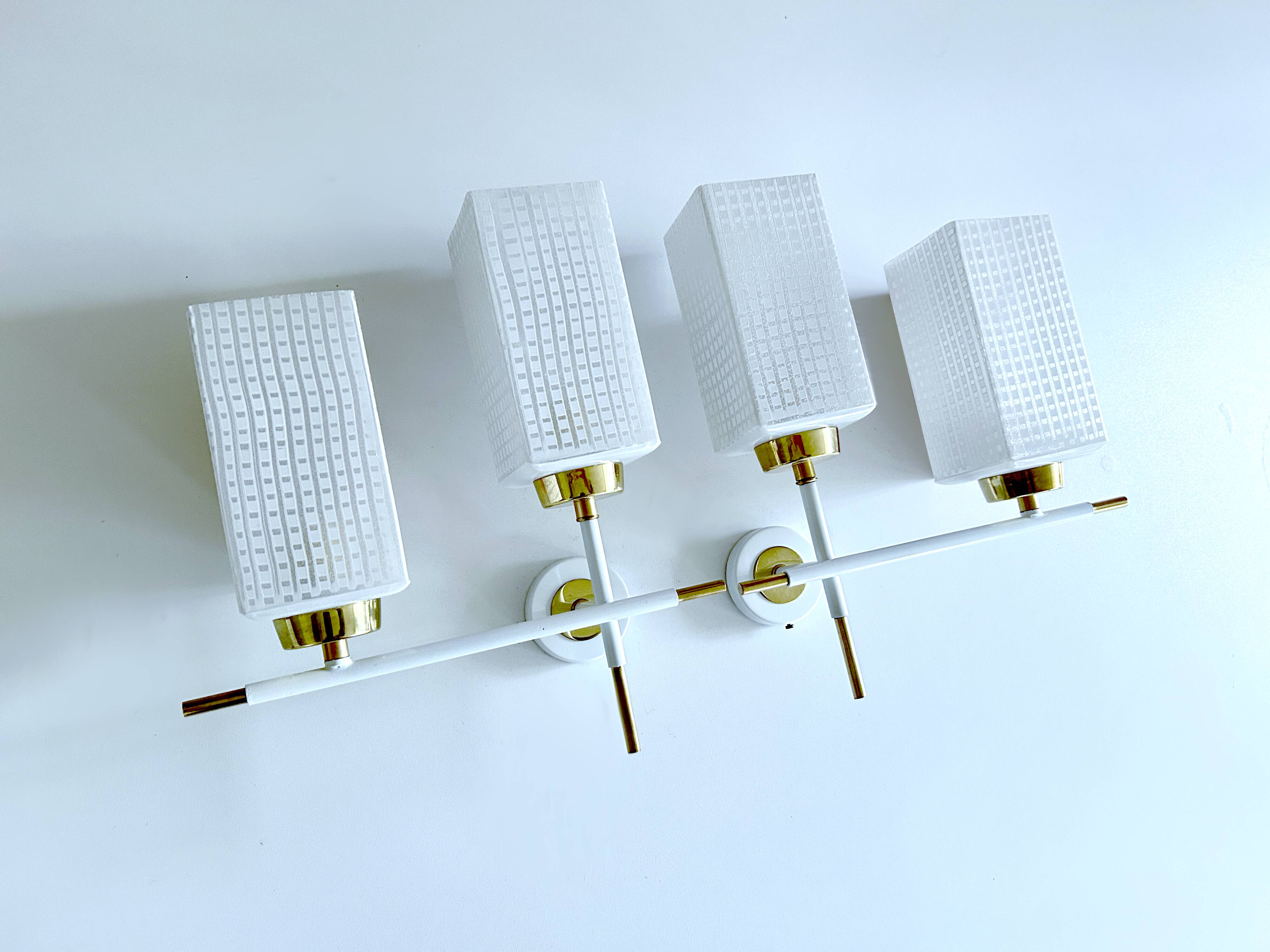 Pair of vintage architectural wall lights, 1960s