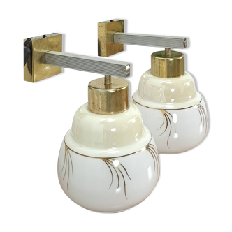 Design wandlampen Kamenicky Senov met melkglas kap vintage
