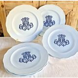 Ancien grand plat ovale Brown Westhead Moore & co monogramme XIX