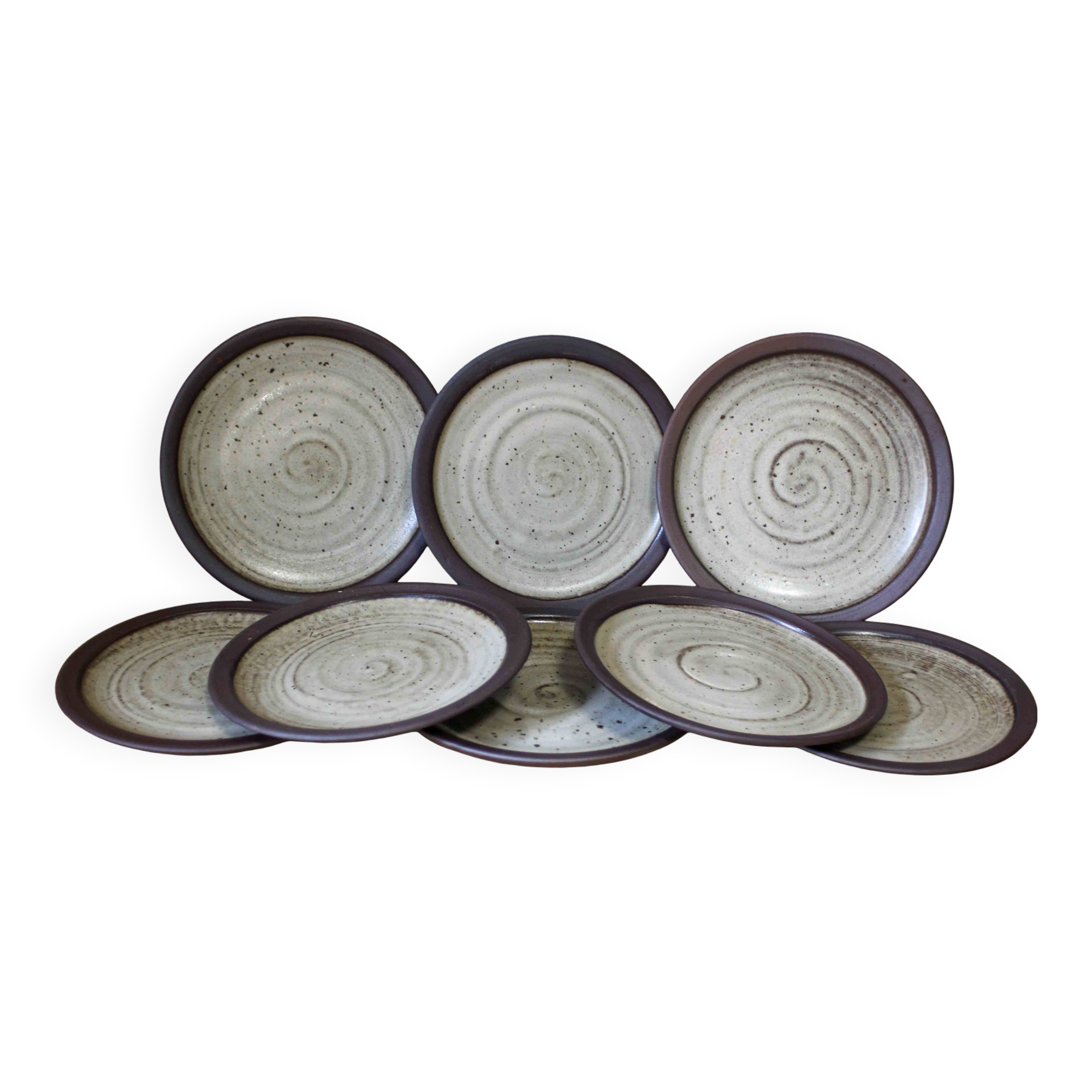 Set of 8 ceramic dessert plates from Poterie Hautes Ribes, Grasse