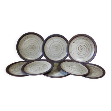 Set of 8 ceramic dessert plates from Poterie Hautes Ribes, Grasse
