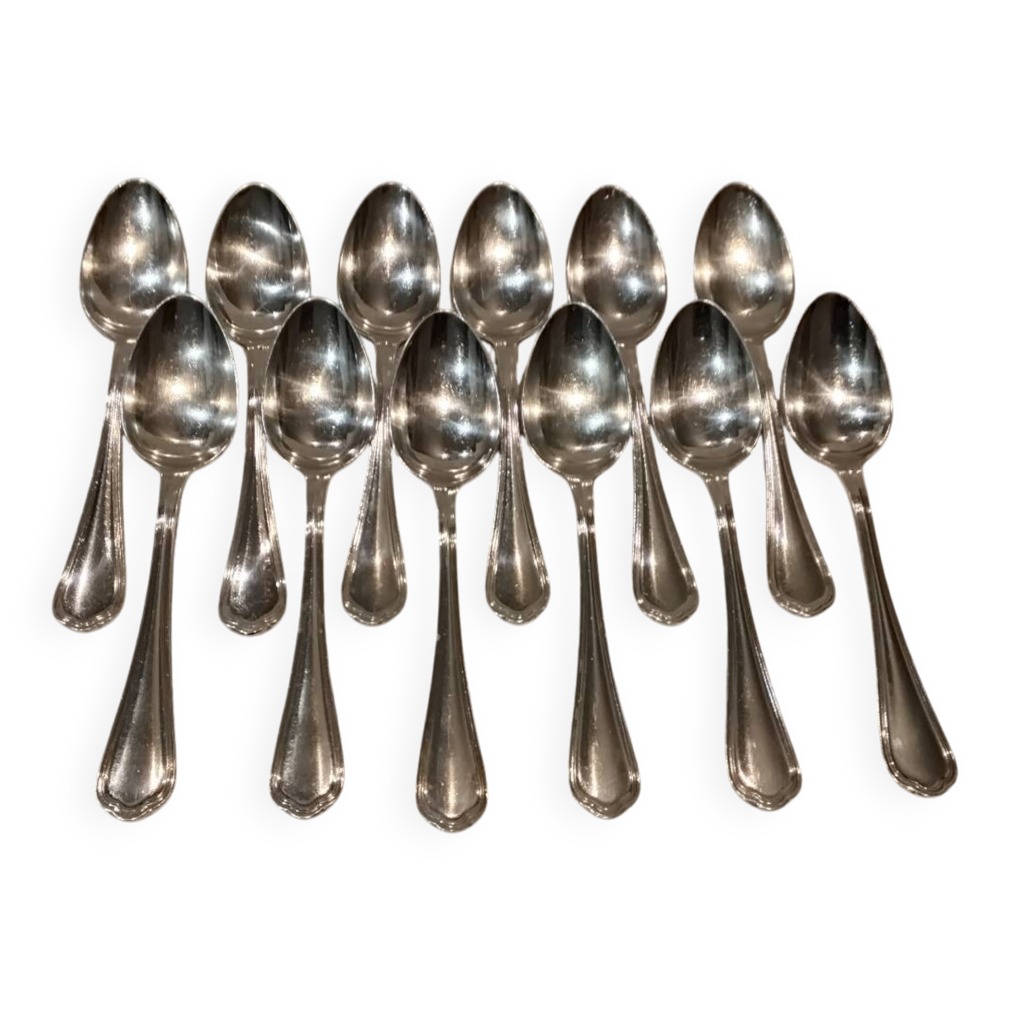 12 Christofle silver plated dessert spoons, 17cm