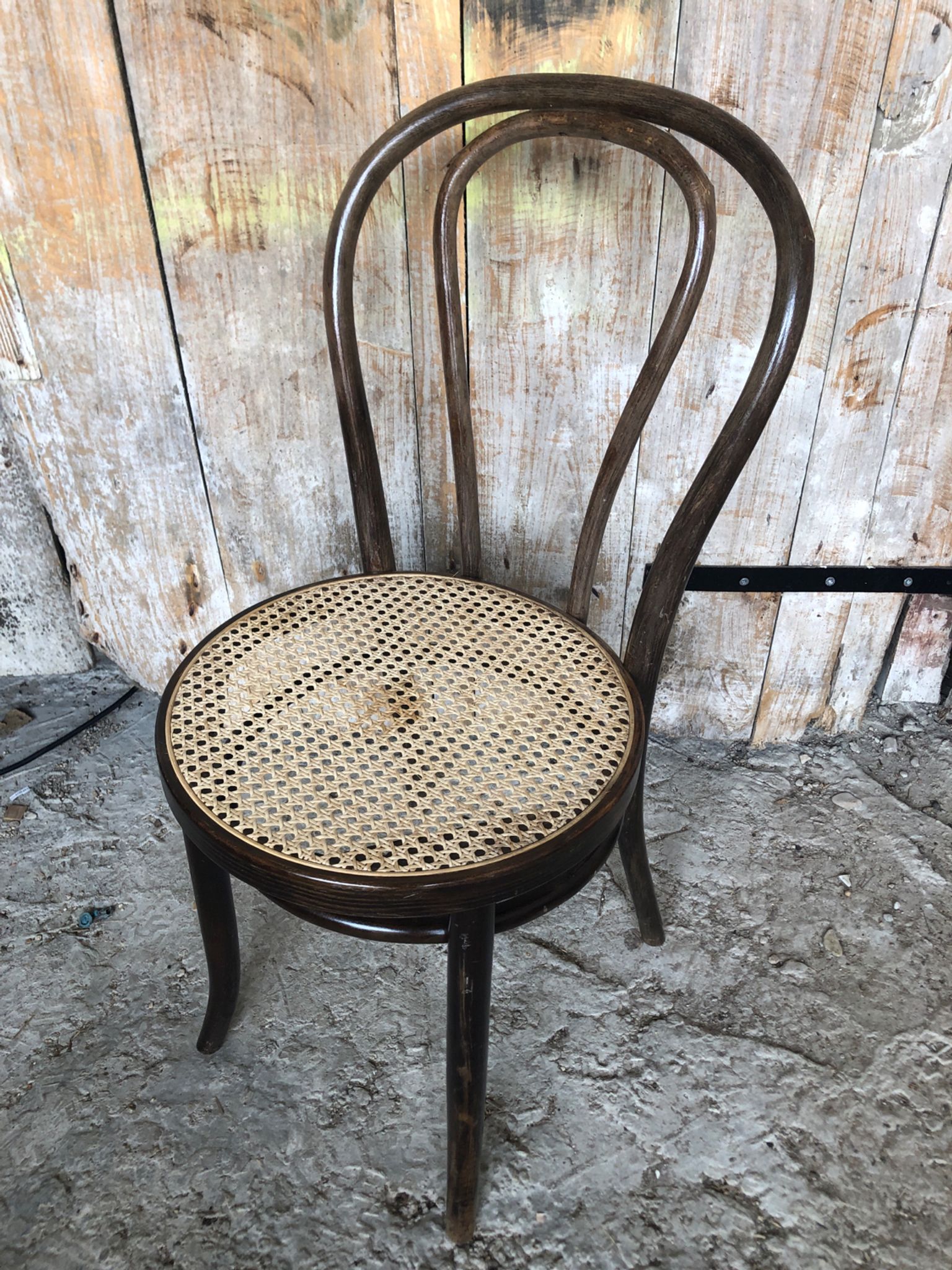 Chair bistrot style thonet dark wood & seat cannée 70s vintage #a233