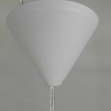 Hala suspension by H. Busquet with red shade and winding system, 1950s.