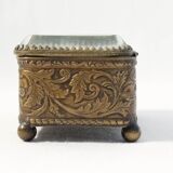 Antique jewelry box Napoleon III in brass and beveled glass