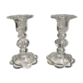 Paire de bougeoirs en verre moulé années 40-50