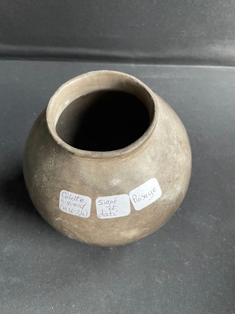 Ball vase – Iridescent glazed stoneware – Colette Biquand from 1991