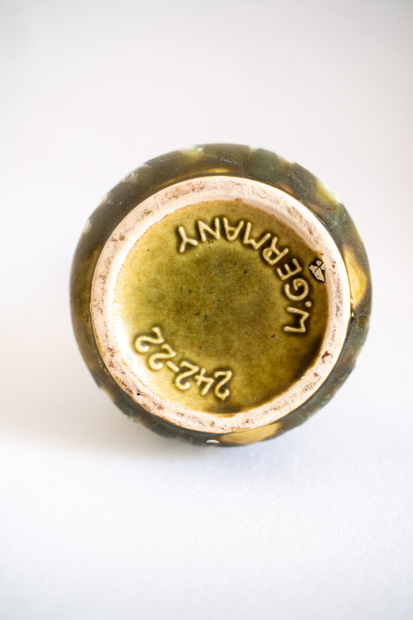 West Germany vintage green ceramic vase from West Germany, 50s