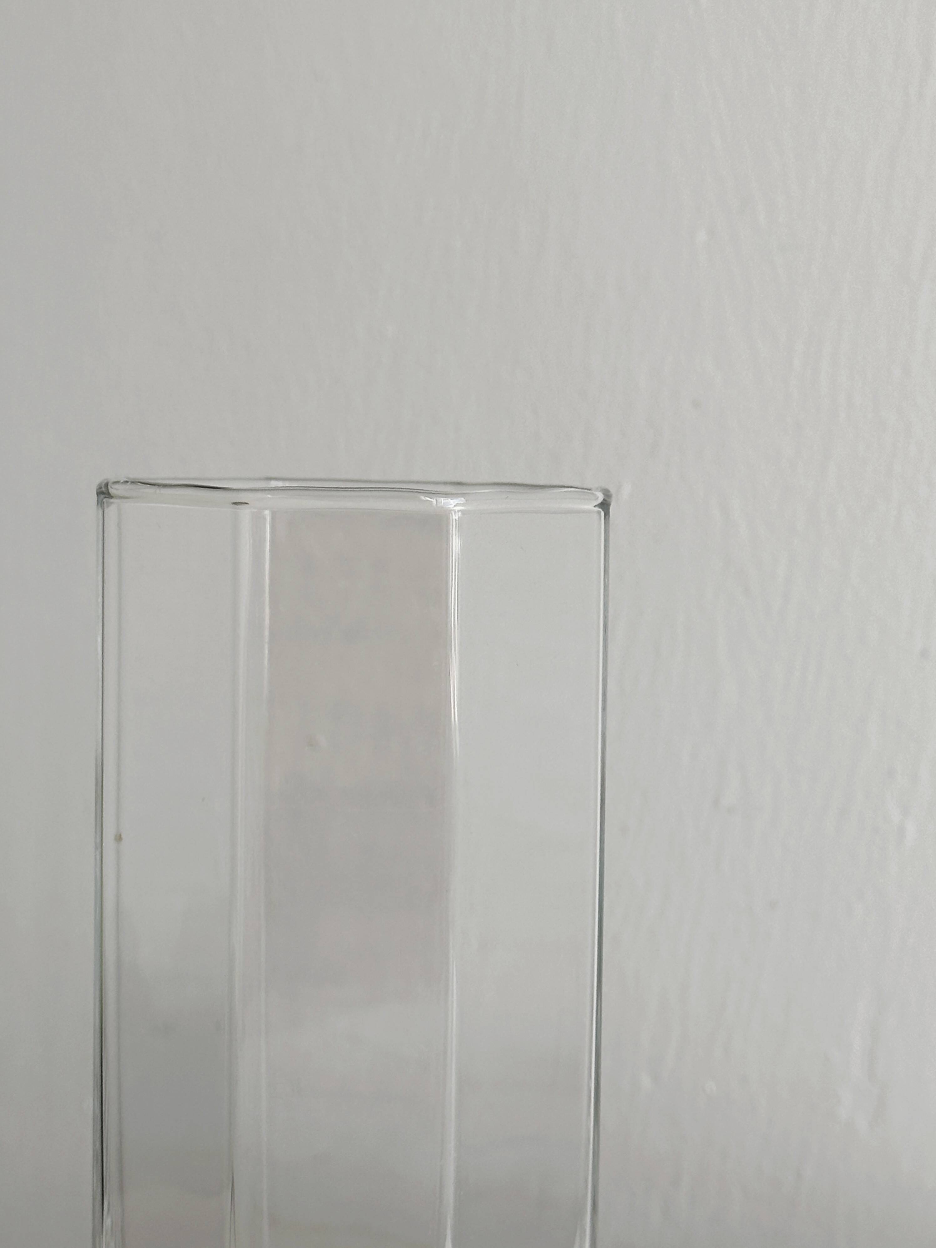 octagonal vase in thick transparent glass