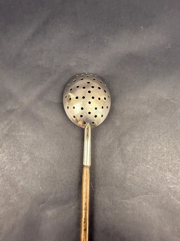 Olive or ice spoon, silver-plated and rosewood