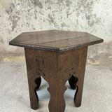 Vintage hexagonal side table in solid oak