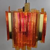 Suspension Claus Bolby en laiton et plastique danois des années 70