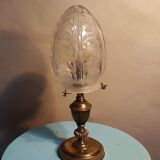 LAMPE OBUS VERRE MOULER ART DECO ERA MULLER DEGUE pretty lamp art deco foot brass