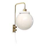 Opaline glass globe wall sconce with a gilt metal bracket - mid-20th century