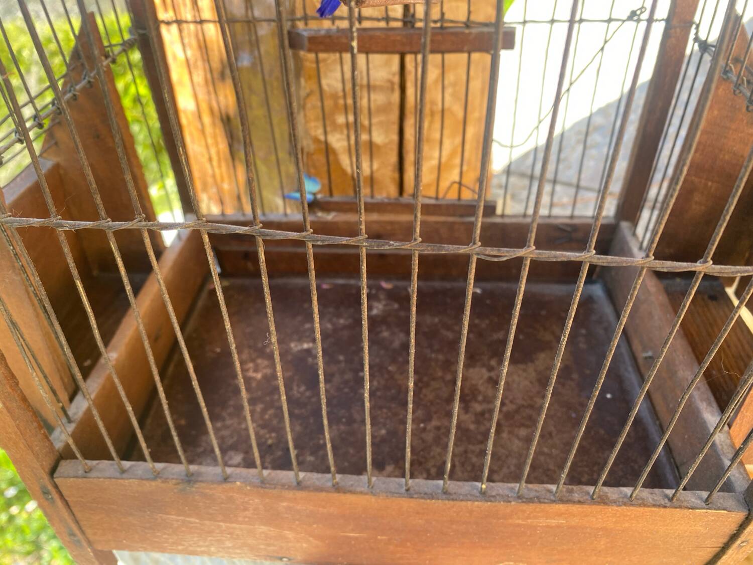 Antique wooden birdcage