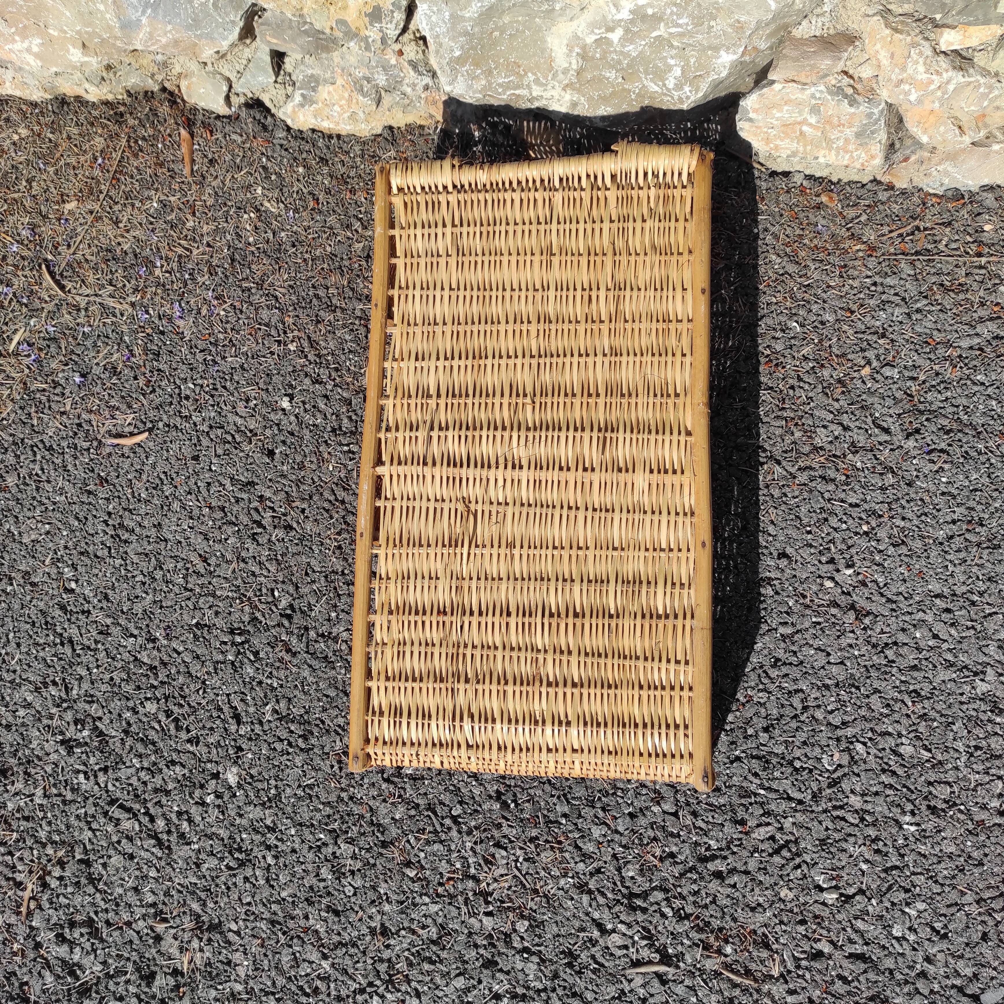Rattan shelf 46 cm high with 3 floors vintage