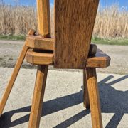 Set of 2 - Dutch MCM oak armchair from the 1960s - brutalist plant stool