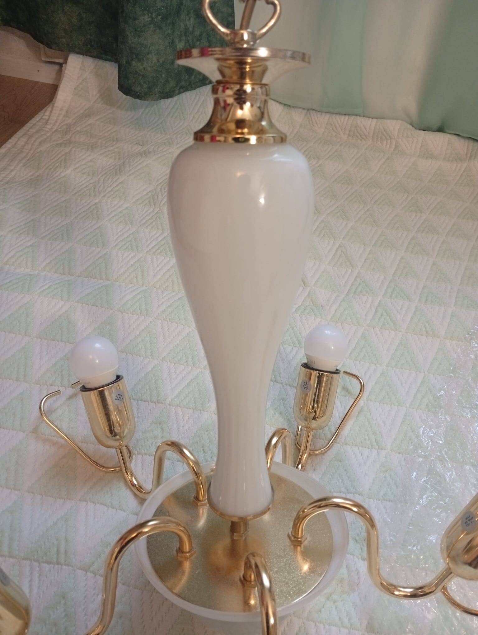 Vintage 1970s Franco Luce Murano Glass Ceiling Chandelier Made in Italy