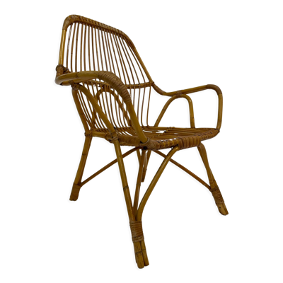 Fauteuil en rotin par Dirk van Sliedregt Rohe Noordwolde 1960 aux Pays-Bas
