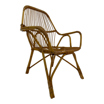 Rattan easy chair by Dirk van Sliedregt Rohe Noordwolde 1960 in the Netherlands