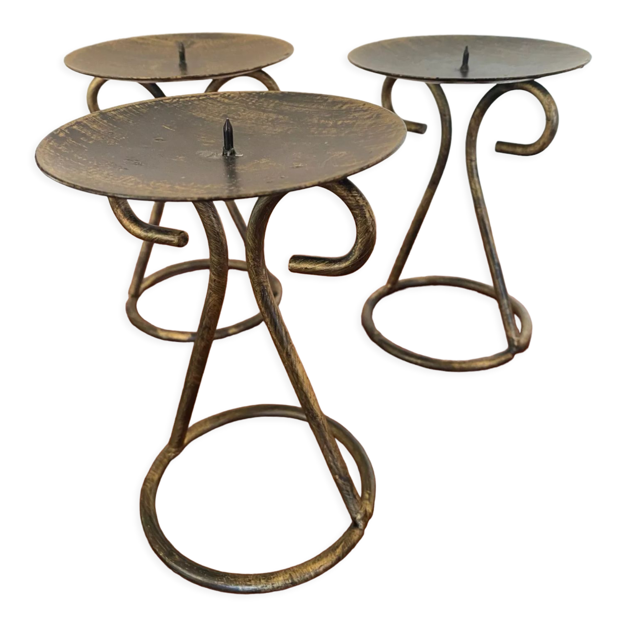 Set of 3 wrought iron candle holders