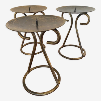 Set of 3 wrought iron candle holders