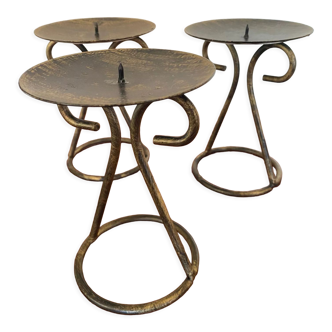 Set of 3 wrought iron candle holders