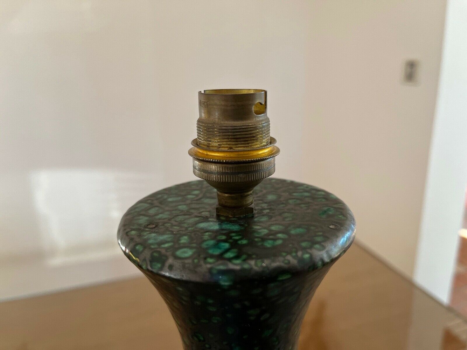 Lamp foot in gray ceramic speckled with green 50s 60s