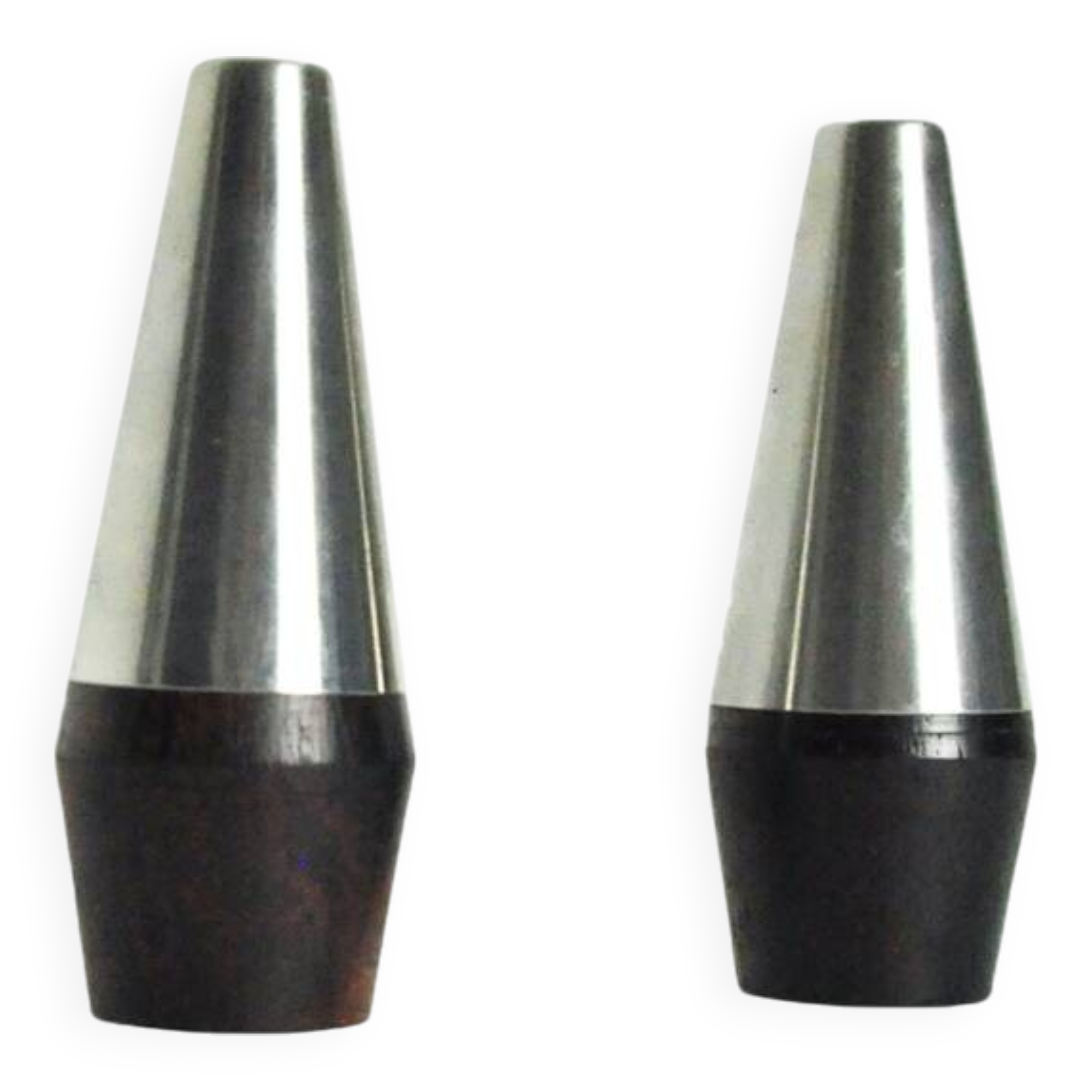 Danish Modern Pair of Rosewood and Stainless Steel Salt and Pepper Shakers
