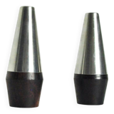 Danish Modern Pair of Rosewood and Stainless Steel Salt and Pepper Shakers