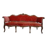 Provencal Bench in Carved Walnut in Louis XV Style, Late 19th Century
