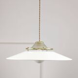 Lampe à suspension en laiton et métal vintage italienne, années 1970