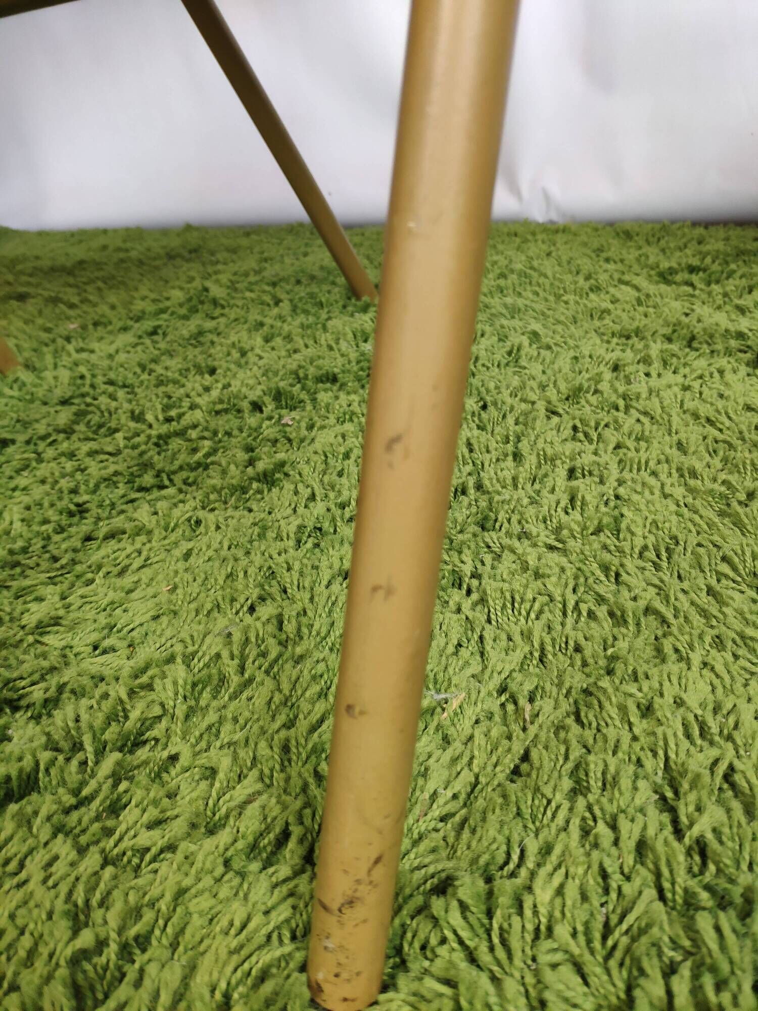 Lot of 4 folding chairs striped fabrics and green metal year 60