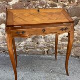 Louis XV style cherry wood Dos d'Âne scriban slope desk 1970