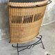 Vintage cocktail bar and its piare of stools - wicker and metal - 1960