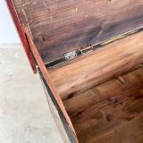 Coffre Populaire Peint Vintage Pin Massif – Art Folk Alsacien