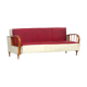 Canapé-lit vintage du milieu du siècle des années 1950 en similicuir rouge et crème