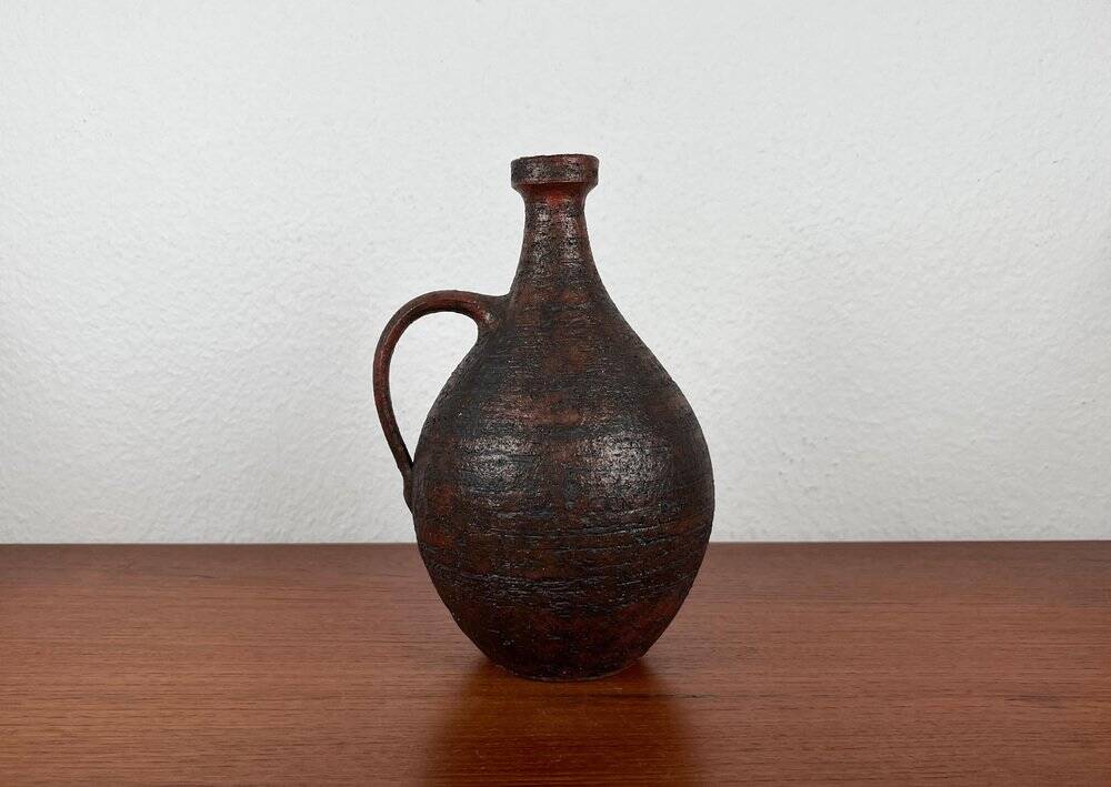 Carafe vase from the German pottery workshop, mid-century brutalist by Gerhard Liebenthron, 1964.