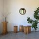 Set of 4 oak stools from the 1950s, constructivist style.