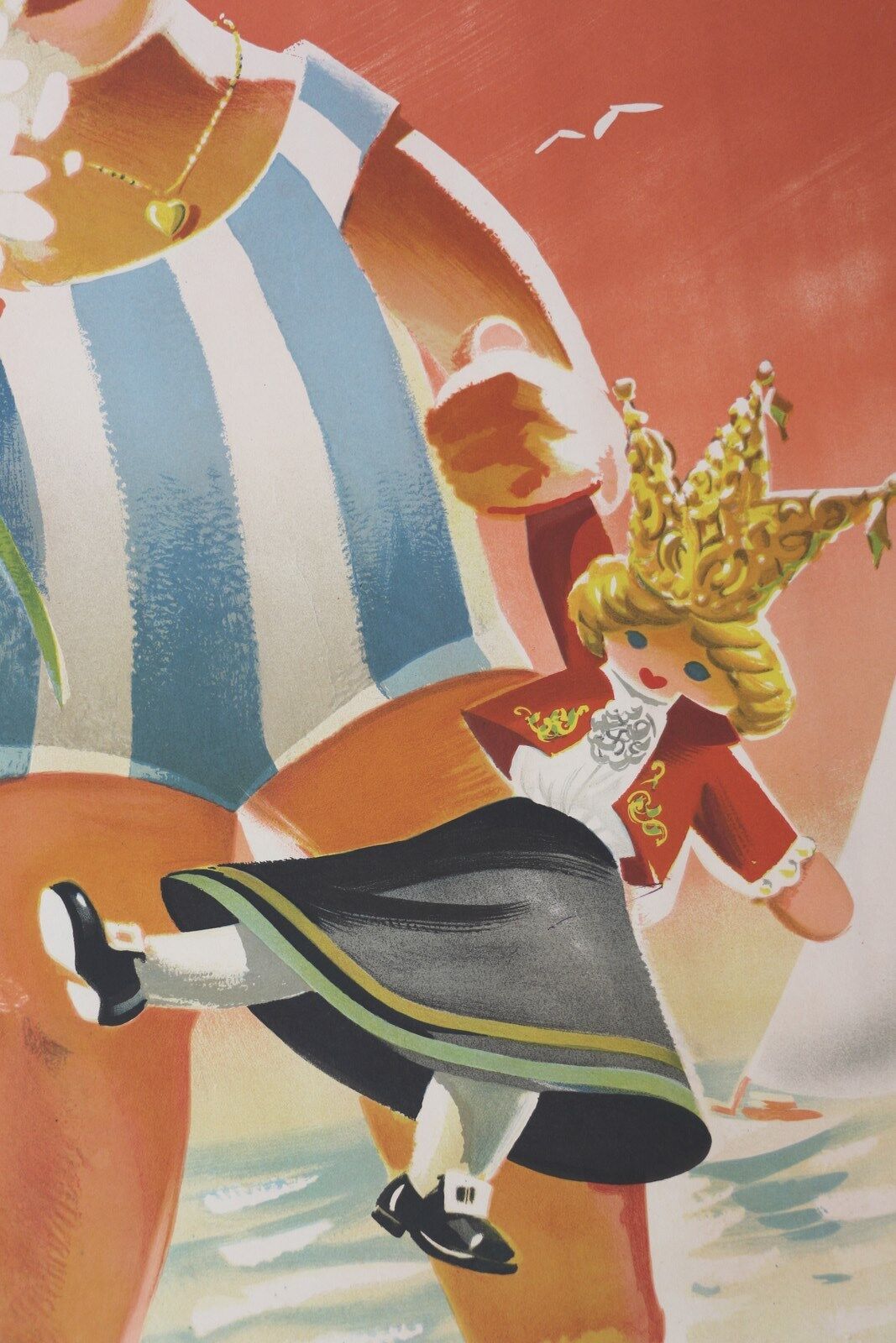 Original poster Oslo Norway doll 1962 Yran Knut boat beach travel railway tourism