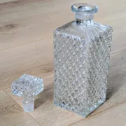 Square Whisky Carafe with Diamond Point Decoration in Moulded-Cut Glass