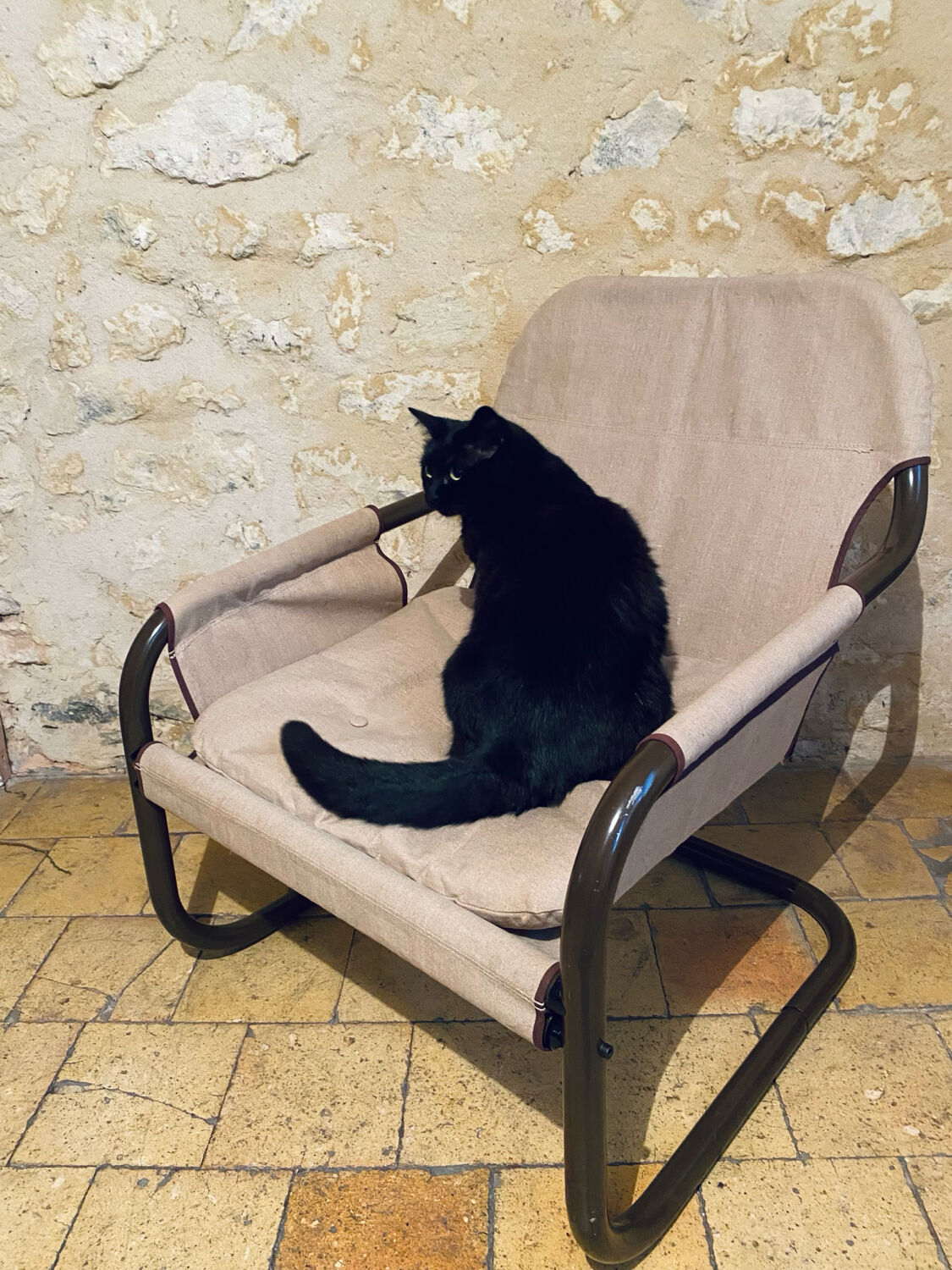 Fauteuil Ikea vintage en lin et métal