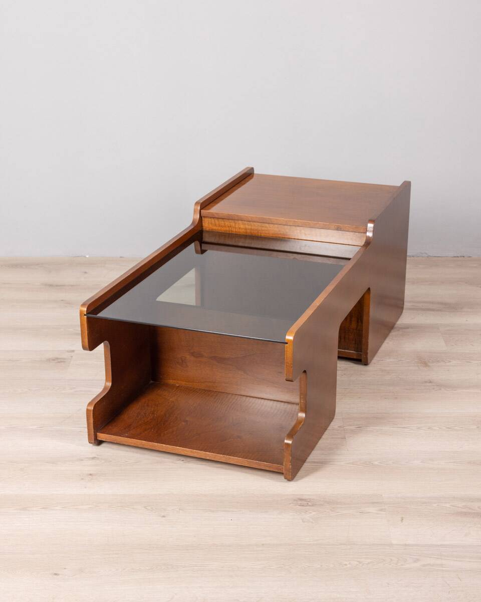 Vintage 70s wooden living room bar table Italian design