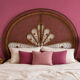 Large vintage headboard in woven rattan fan / Peacock 180cm