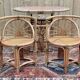 Bamboo and rattan living room set, 1 table and 2 chairs - 70s