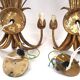 Beautiful pair of wall lights, gold metal, wheat ears, vintage, 48 cm, excellent condition.