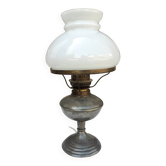 Classic pewter and opaline lamp, Les Étains de la Tour